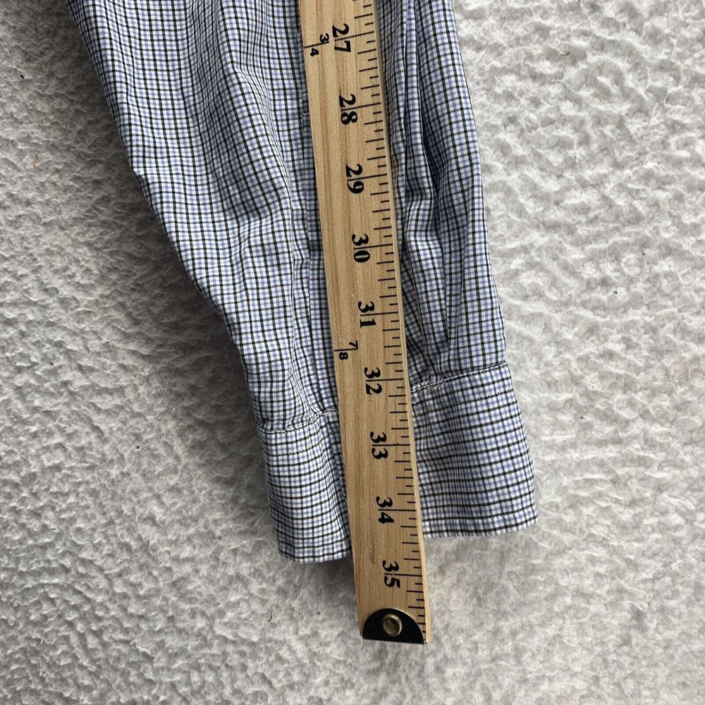 VTG Ralph Lauren Yarmouth Dress Shirt Mens 17 34/35‎ Plaid Tattersall Check Blue - Picture 9 of 11